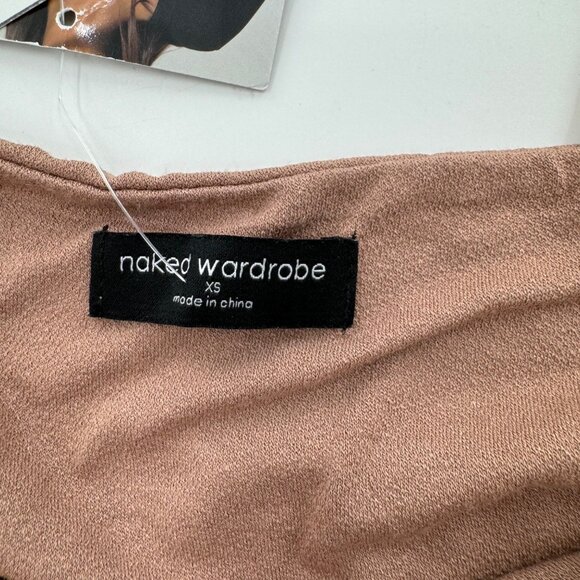 NWT - Naked Wardrobe Brown Spaghetti Strap Crop Top XS Viscose/Spandex - Picture 2 of 7